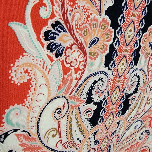 L APT 9 Red dress blue floral paisley gown EE - Picture 4 of 9